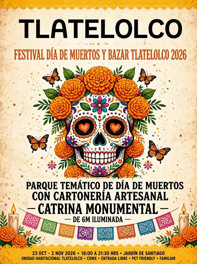 Cartel Festival Día de Muertos y Bazar Tlatelolco 2026